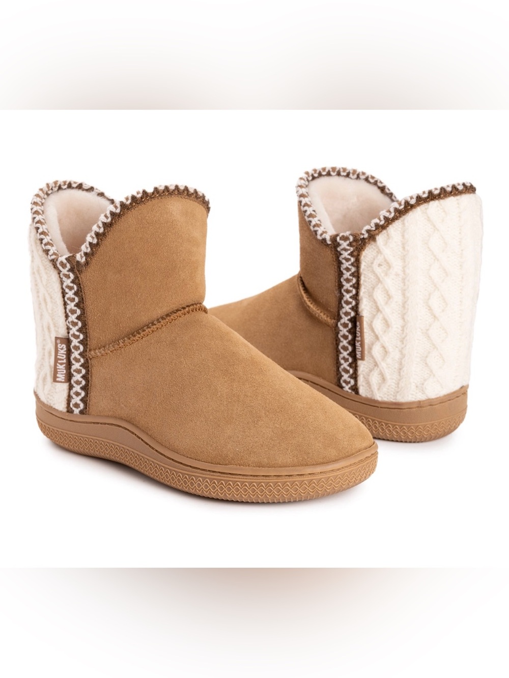 Muk Luks WOMEN'S AMIRA PAIGE SUEDE CONTOUR SLIPPER BOOTIE New Small 5-6